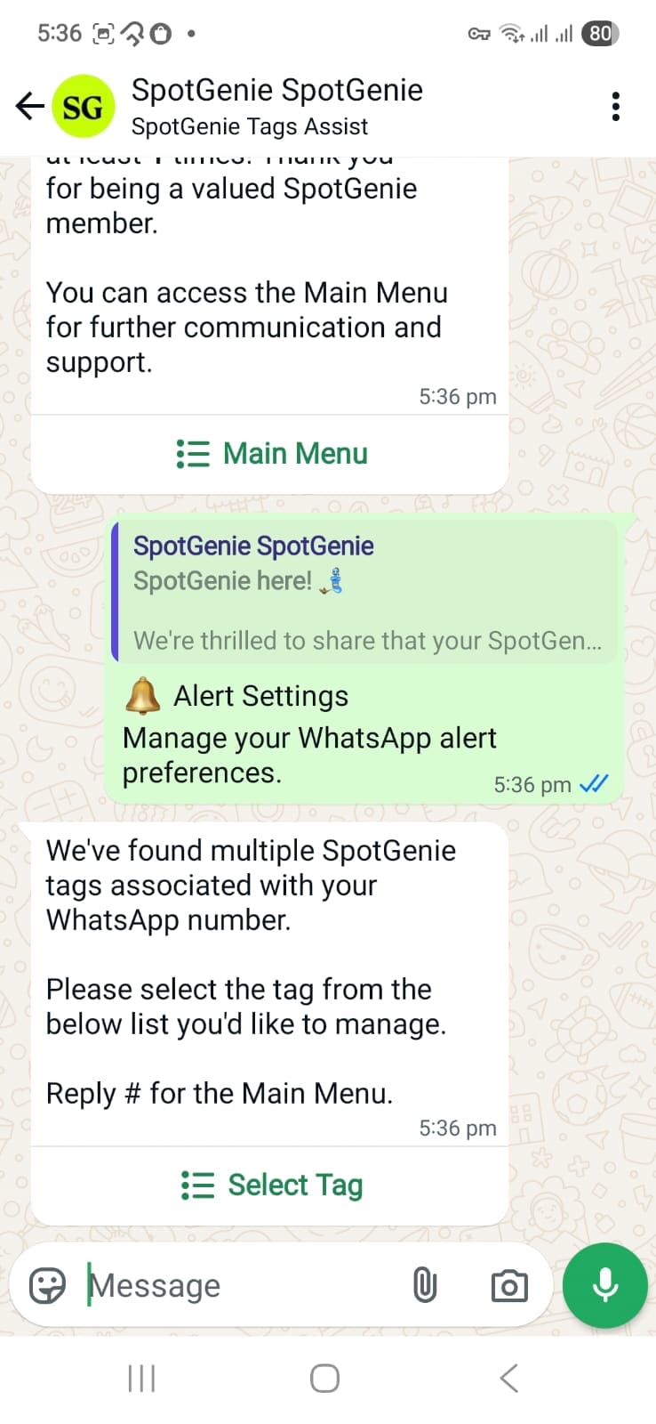 Multiple tags listed for selection