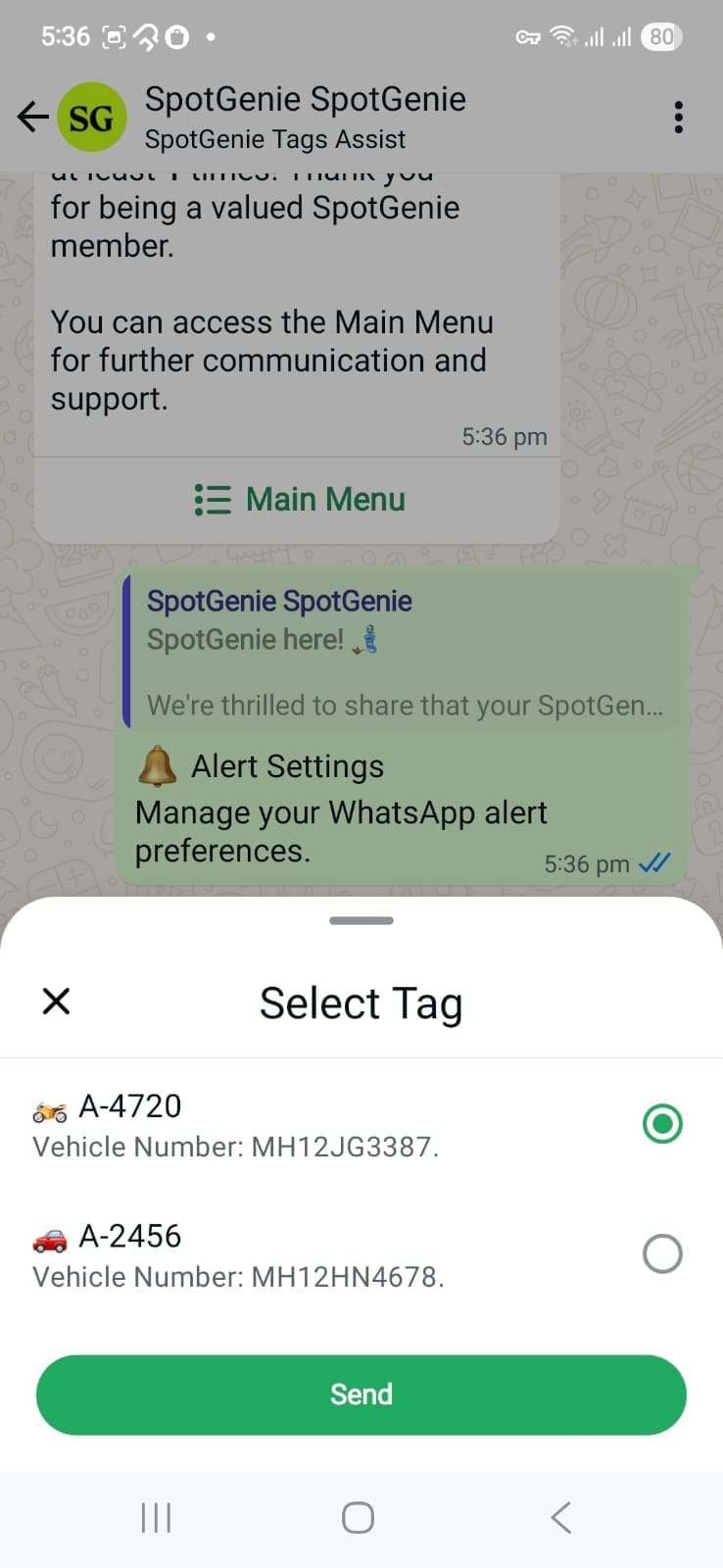 Choosing a tag for alert configuration