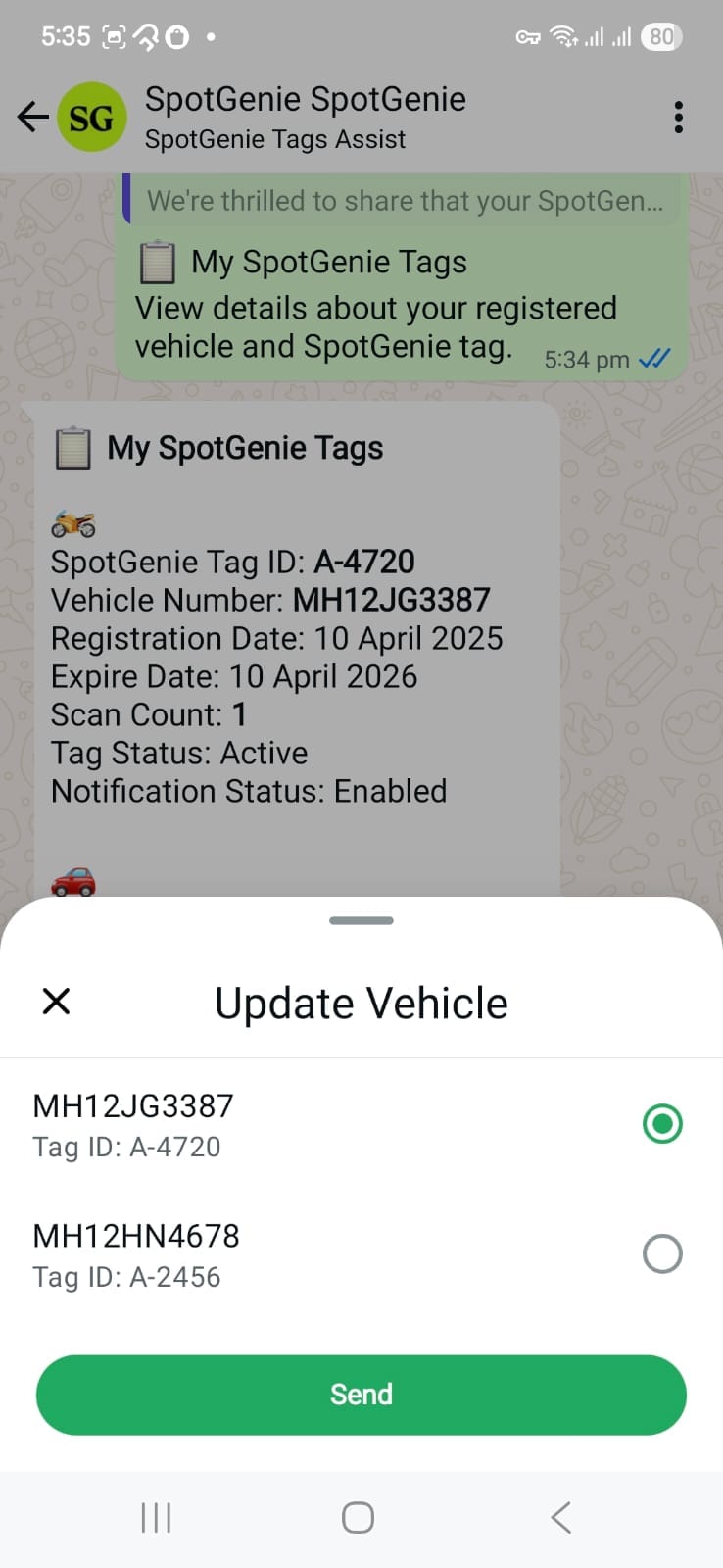 Multiple vehicle tags listed