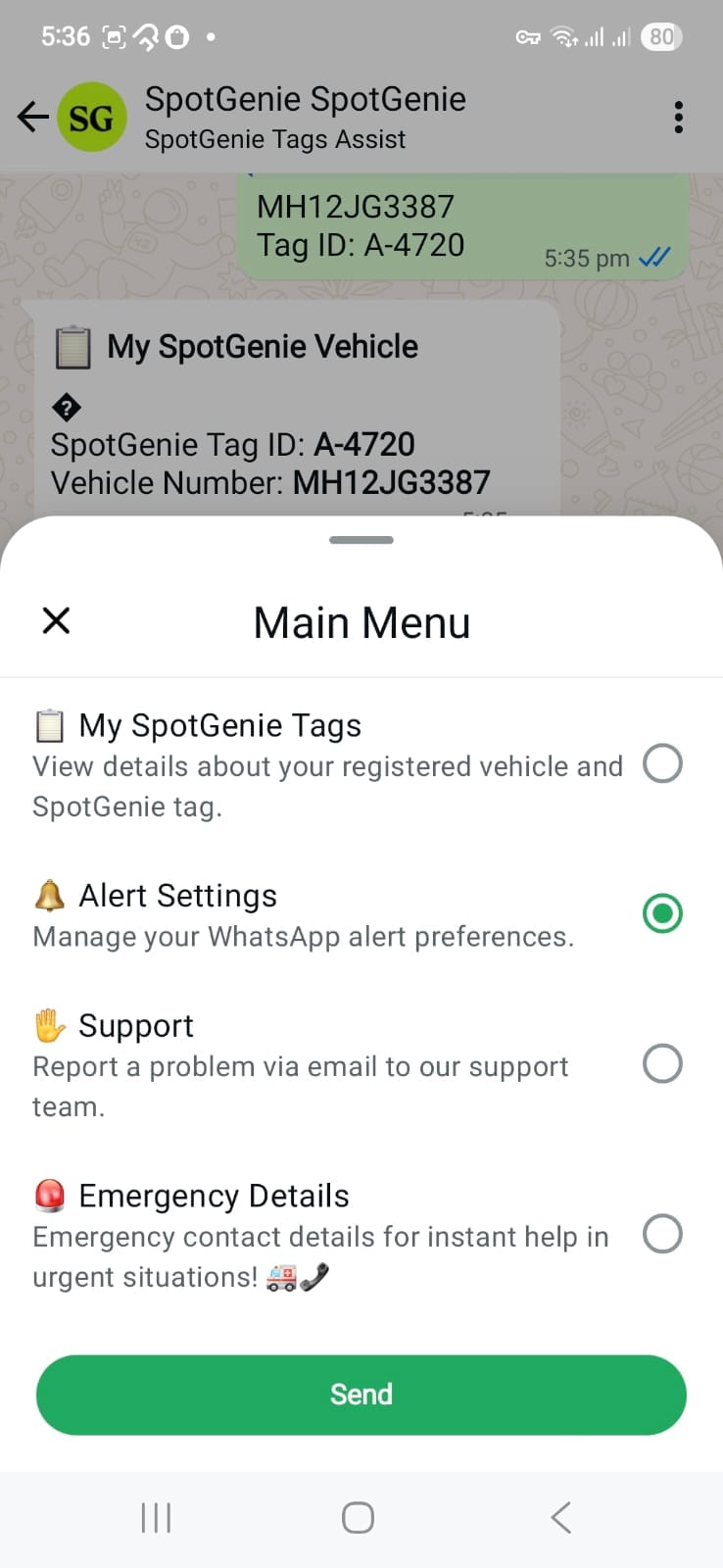 SpotGenie Alert Settings