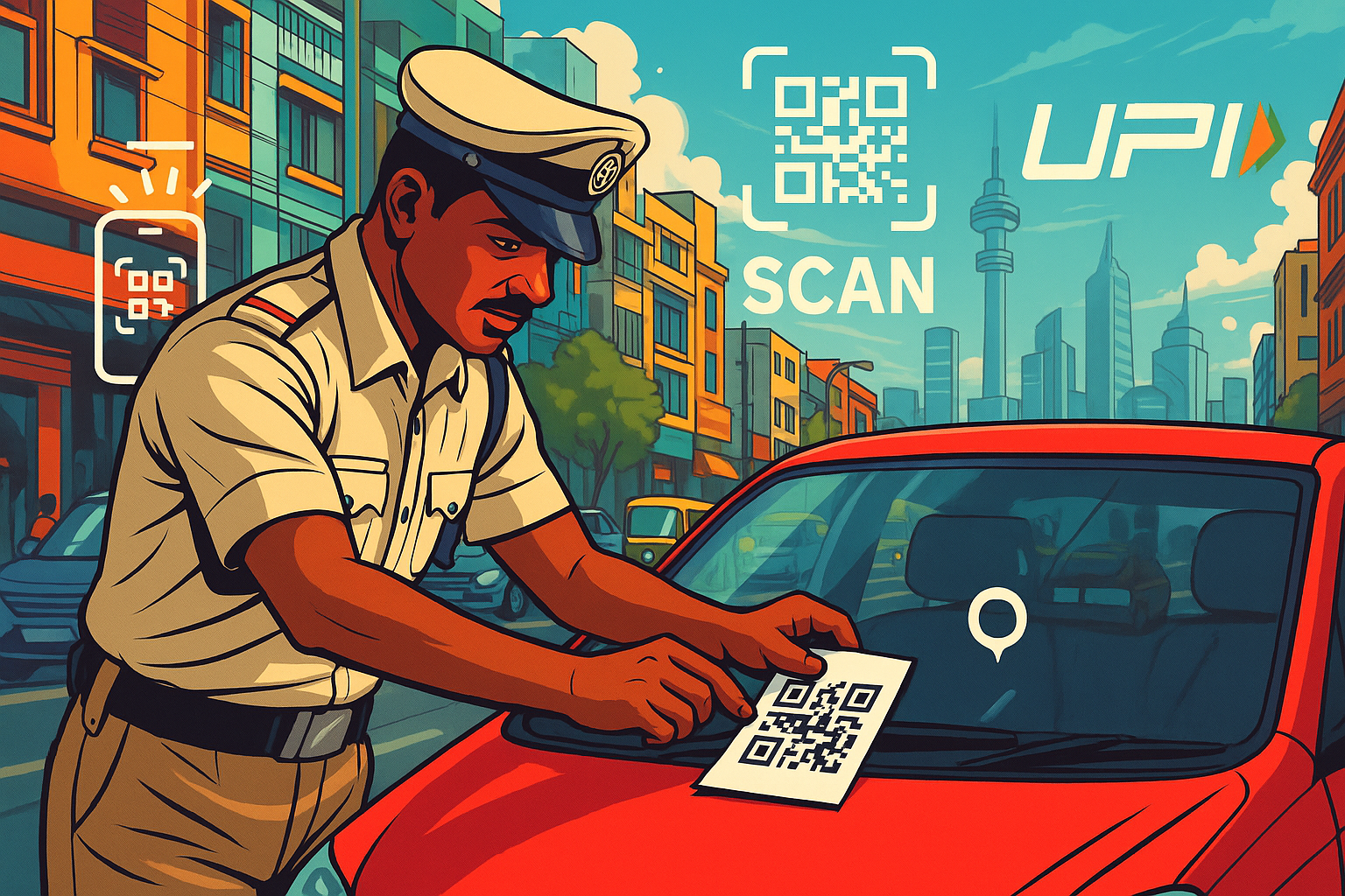QR code parking fine stuck on car in Bengaluru