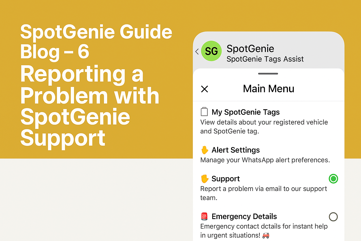 SpotGenie Guide Blog - 6: Reporting a Problem with SpotGenie Support