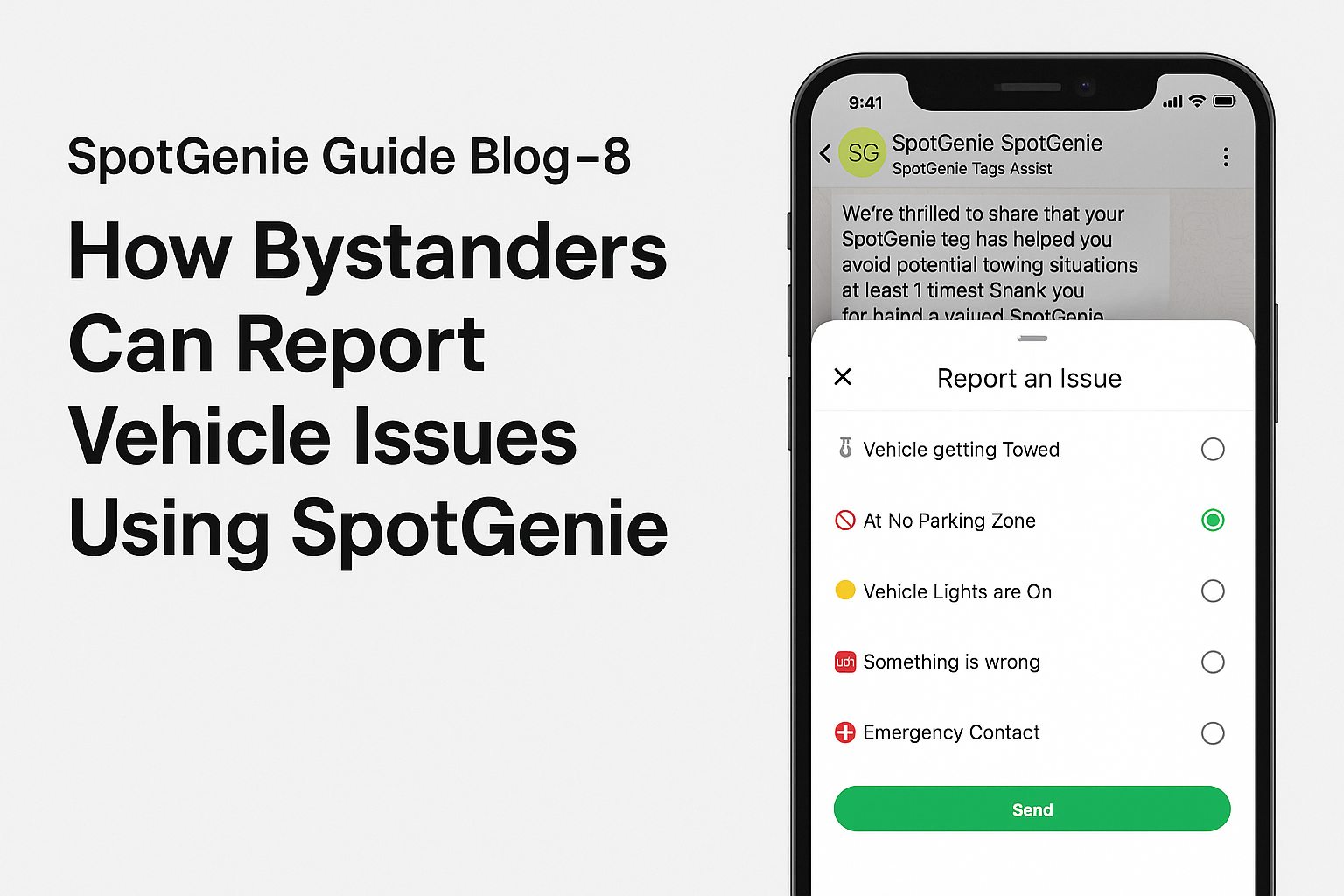 SpotGenie  presenting issue-reporting options via WhatsApp