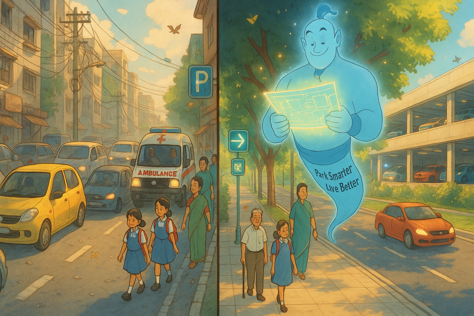 Comparison of smart parking systems vs random street parking