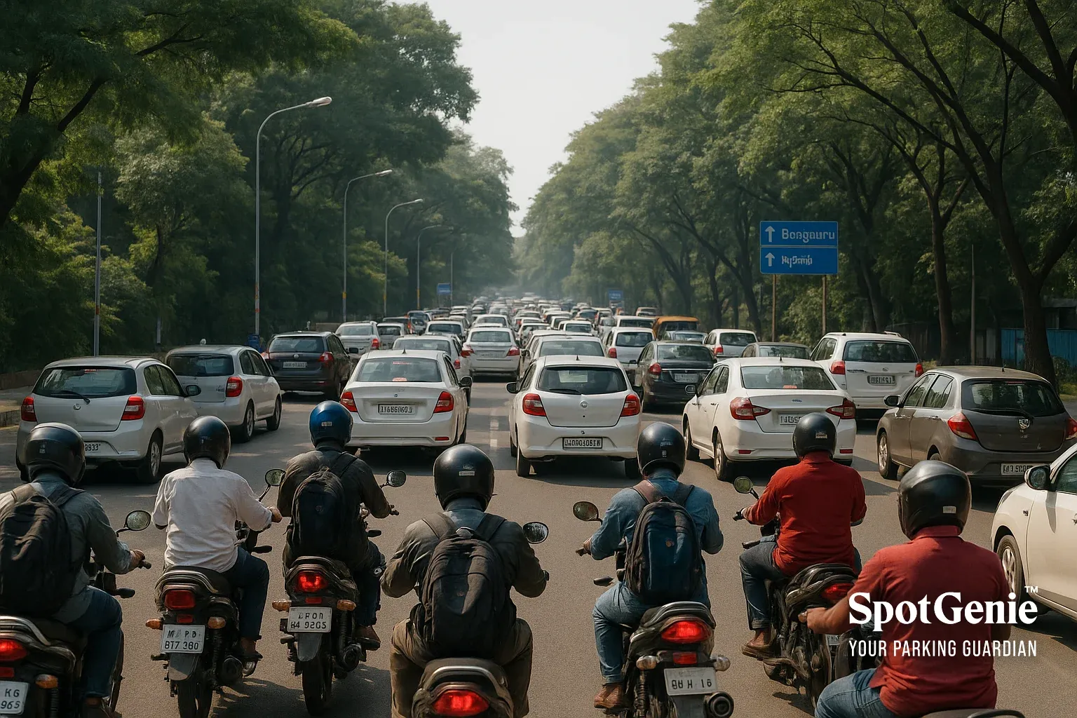 road packed with traffic